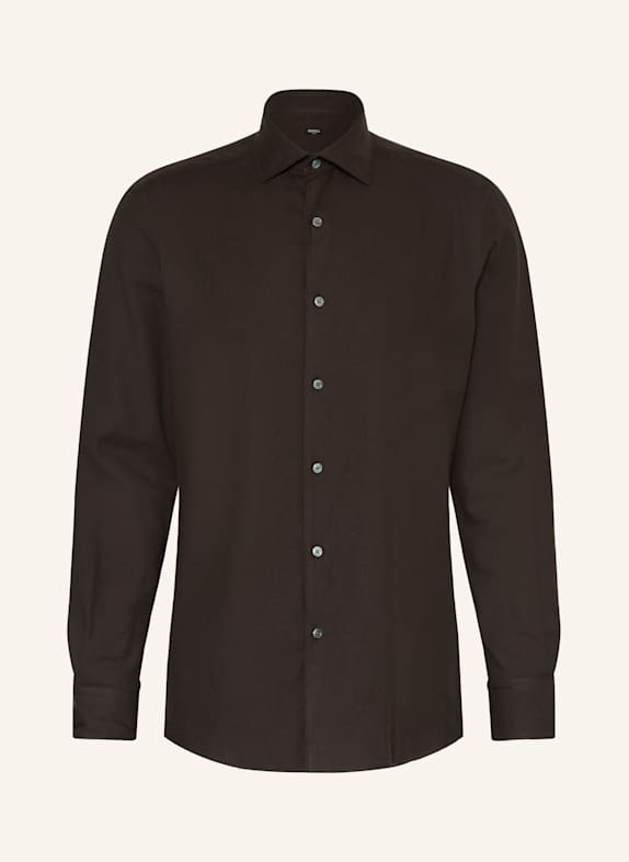 ZEGNA Hemd CASHCO Regular Fit DUNKELBRAUN