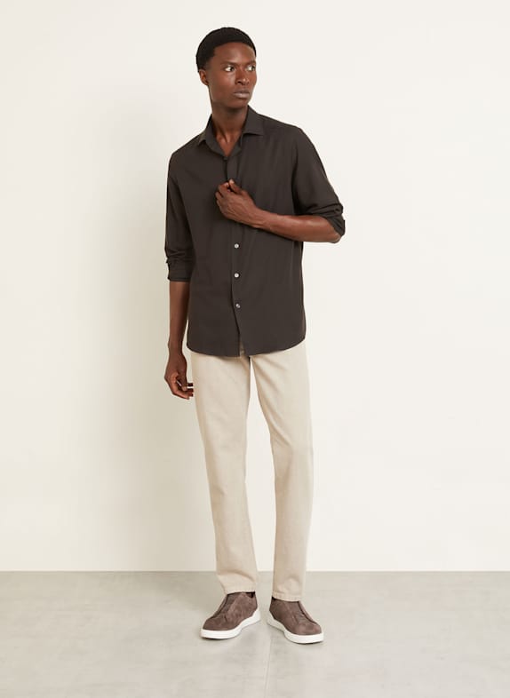 ZEGNA Overhemd CASHCO Regular Fit MARRON FONCÉ