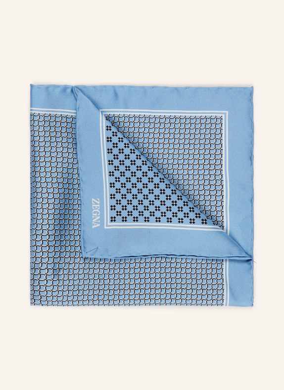 ZEGNA Einstecktuch aus Seide SCHWARZ / WEISS / HELLBLAU