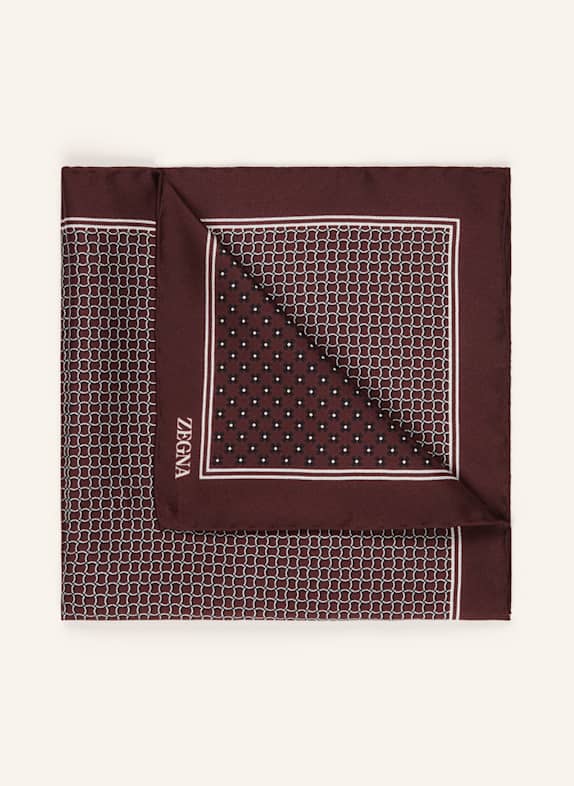 ZEGNA Einstecktuch aus Seide DUNKELBRAUN / SCHWARZ / WEISS
