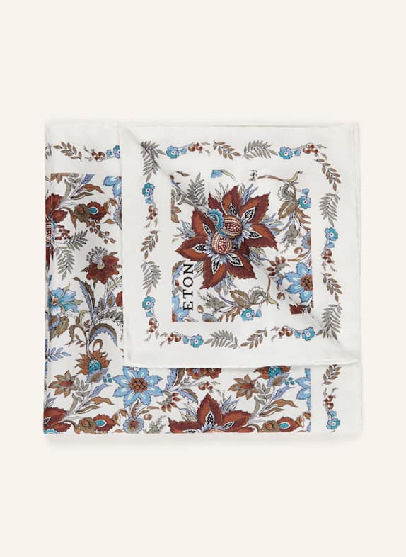 ETON Pocket square in silk WHITE/ DARK RED/ BLUE GRAY