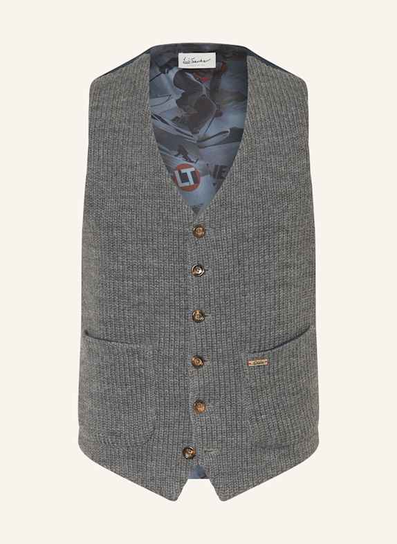 Luis Trenker Weste im Materialmix GRAU / DUNKELBLAU