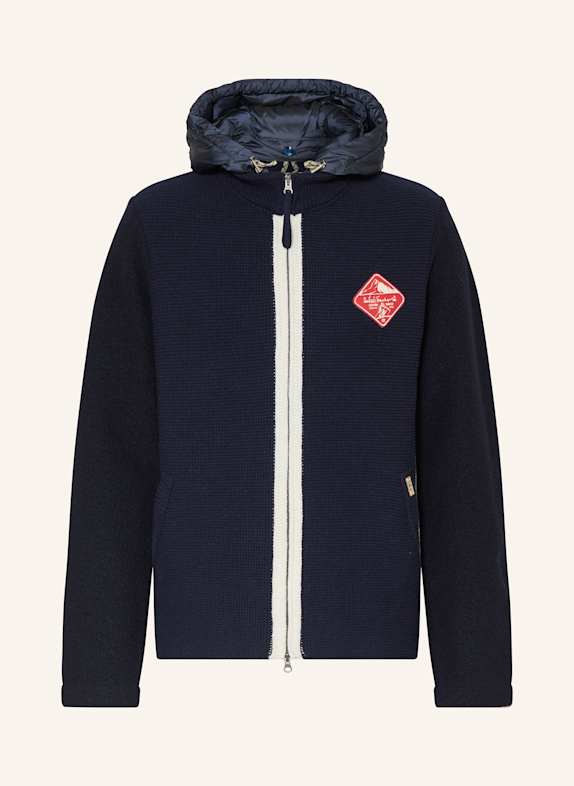 Luis Trenker Strickjacke mit abnehmbarer Kapuze DUNKELBLAU / WEISS