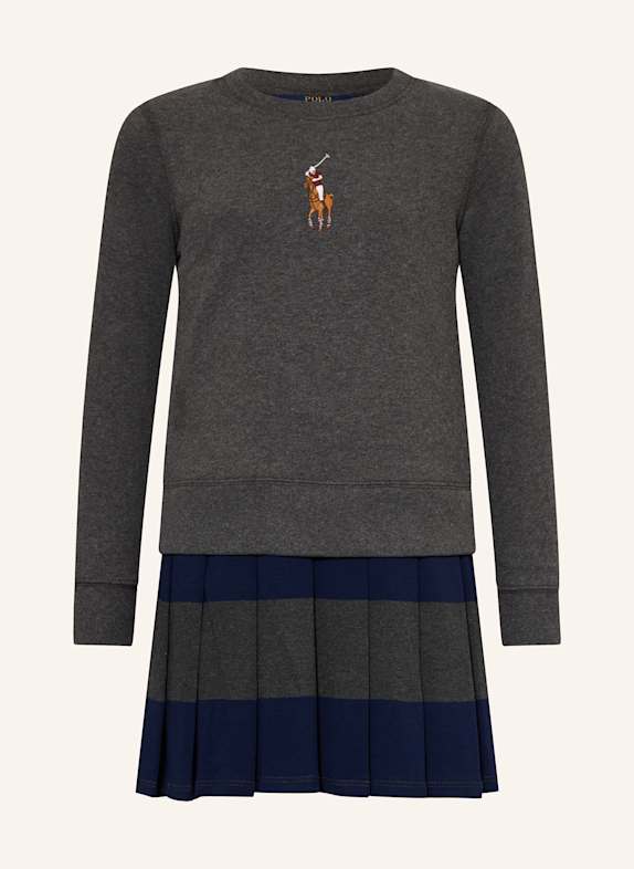 T-Shirt mit Lochstickereien Sweatkleid GRAU/ DUNKELBLAU