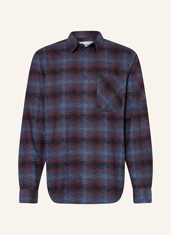 ARMEDANGELS Flanellhemd FAALIN Comfort Fit DUNKELBLAU/ FUCHSIA