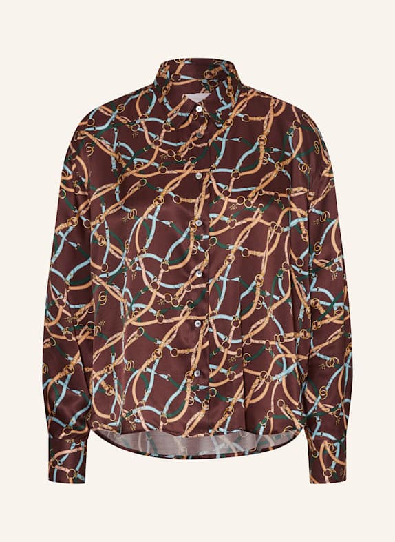 ROBERT FRIEDMAN Hemdbluse aus Seide BRAUN/ GRÜN/ HELLBLAU