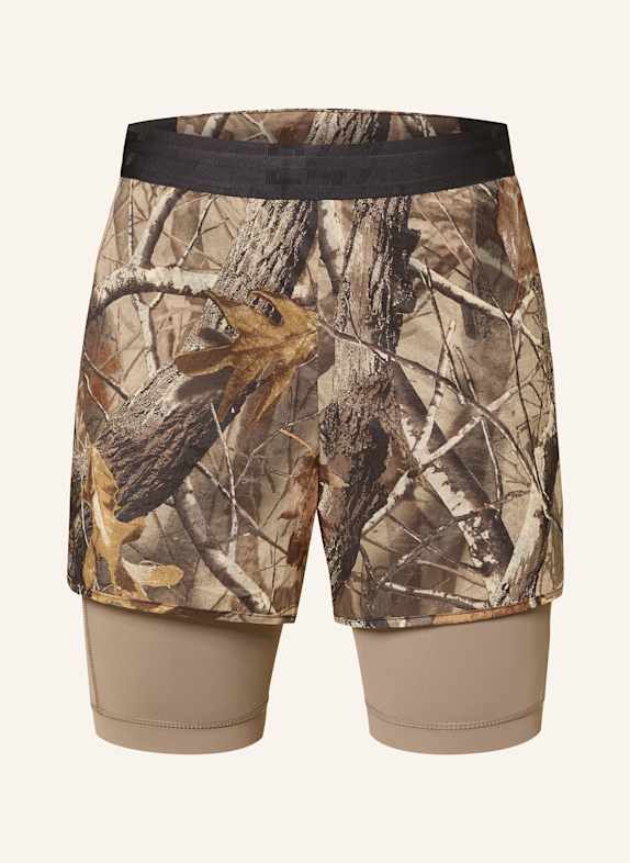 247 REPRESENT 2-in-1-Laufshorts BRAUN / TAUPE / SCHWARZ