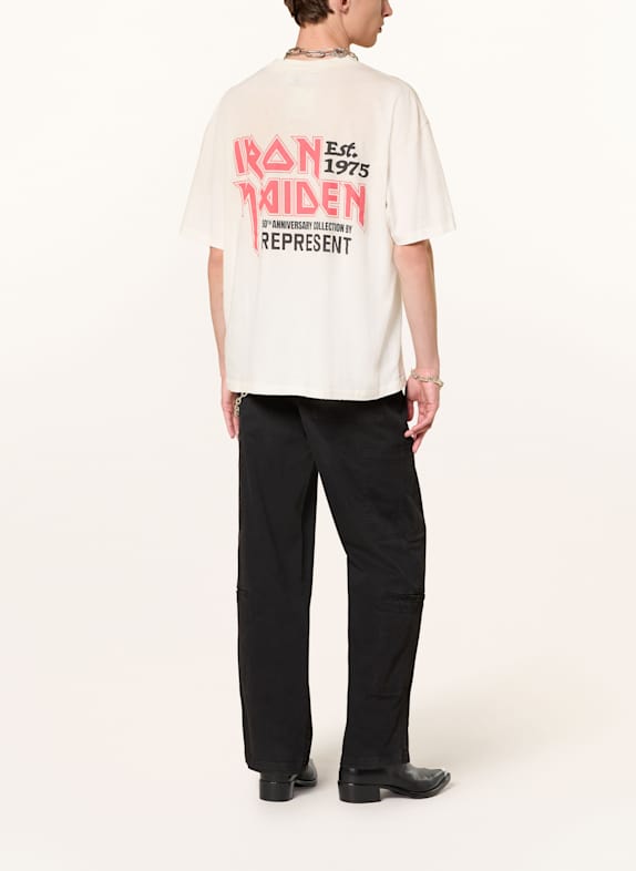 REPRESENT T-shirt IRON MAIDEN X ANNIVERSARY ECRU / LICHTROOD / ZWART