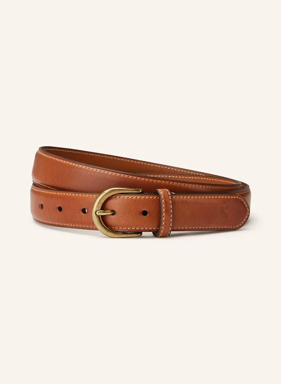 POLO RALPH LAUREN Pasek skórzany CAMELOWY