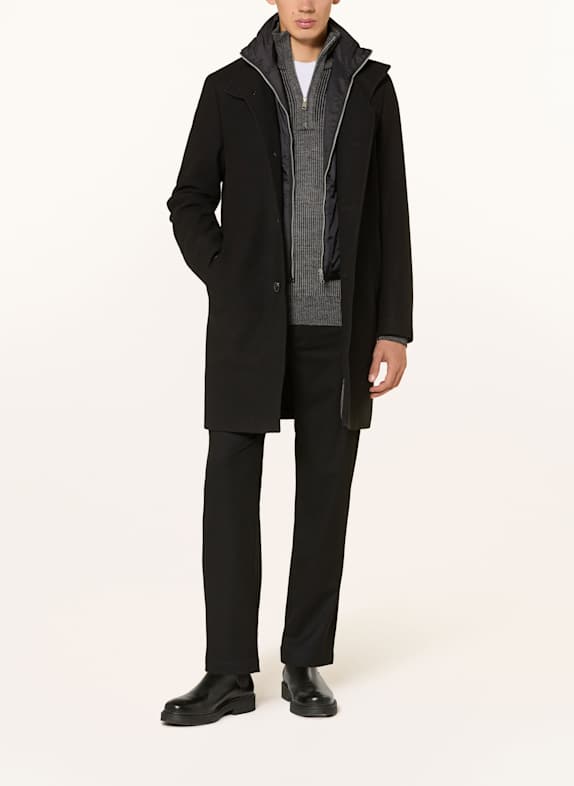 Marc O'Polo Wollmantel mit herausnehmbarer Blende SCHWARZ