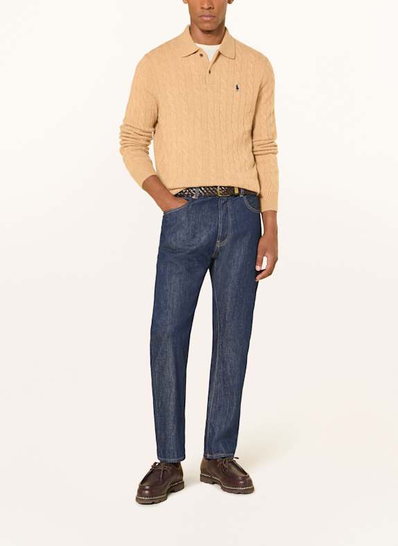 POLO RALPH LAUREN Gebreid poloshirt CAMEL