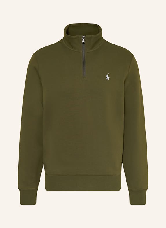 POLO RALPH LAUREN Žerzejový svetr troyer OLIVOVÁ