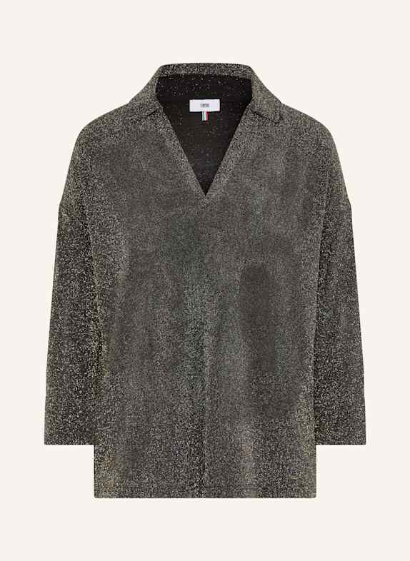 CINQUE Jersey-Poloshirt CIGLINDA mit 3/4-Arm SCHWARZ / SILBER