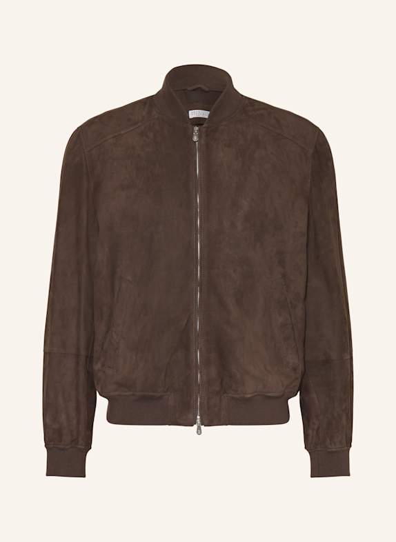 BRUNELLO CUCINELLI Lederblouson DUNKELBRAUN