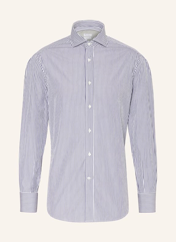 BRUNELLO CUCINELLI Hemd Basic Fit WEISS/ DUNKELBLAU