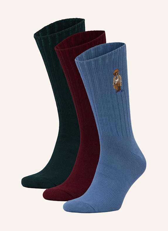 POLO RALPH LAUREN 3er-Pack Strümpfe 001 BLUE/GREEN/WINE