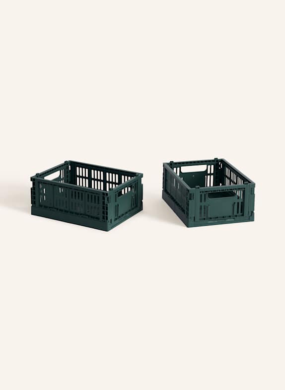 HAY Lot de 2 boîtes pliantes COLOUR CRATE MINI GROEN