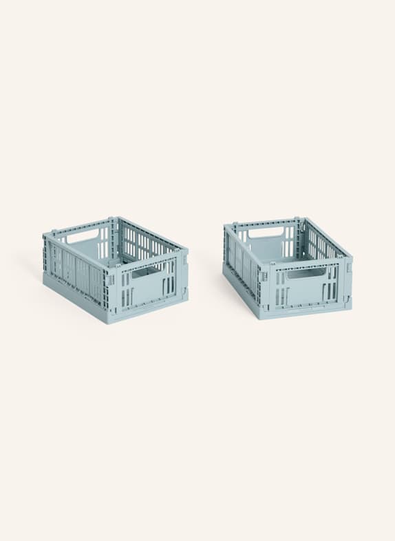 HAY Lot de 2 boîtes pliantes COLOUR CRATE MINI BLEU CLAIR