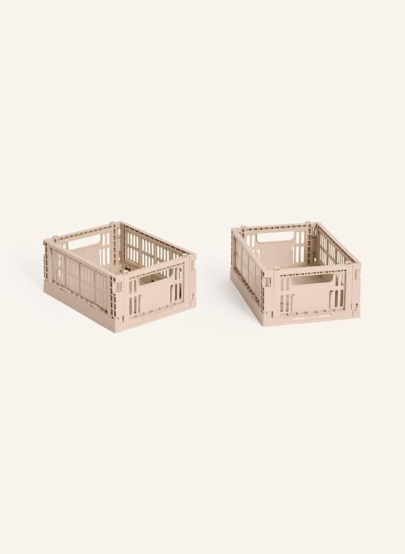 HAY Lot de 2 boîtes pliantes COLOUR CRATE MINI CRÈME