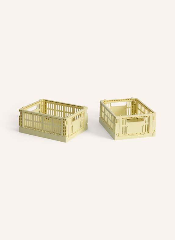 HAY Lot de 2 boîtes pliantes COLOUR CRATE MINI JAUNE CLAIR