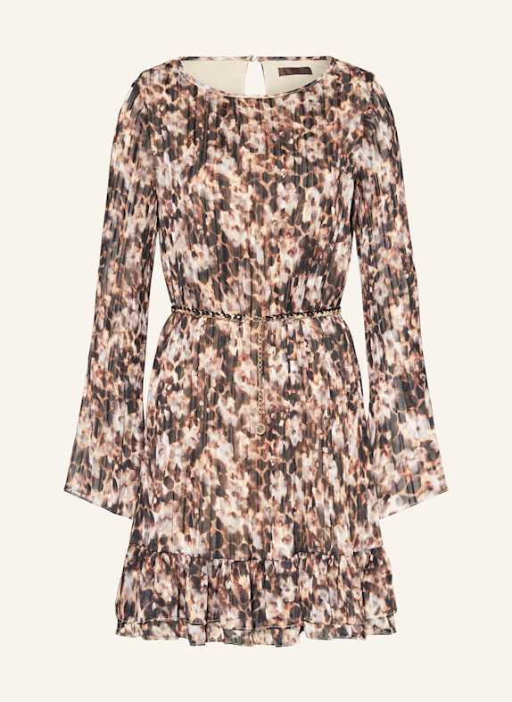 GUESS Kleid LS ILENIA HELLORANGE / DUNKELBRAUN / HELLGRAU