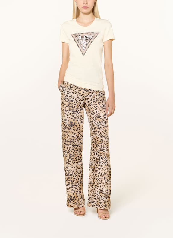 GUESS T-shirt met studs LICHTGEEL