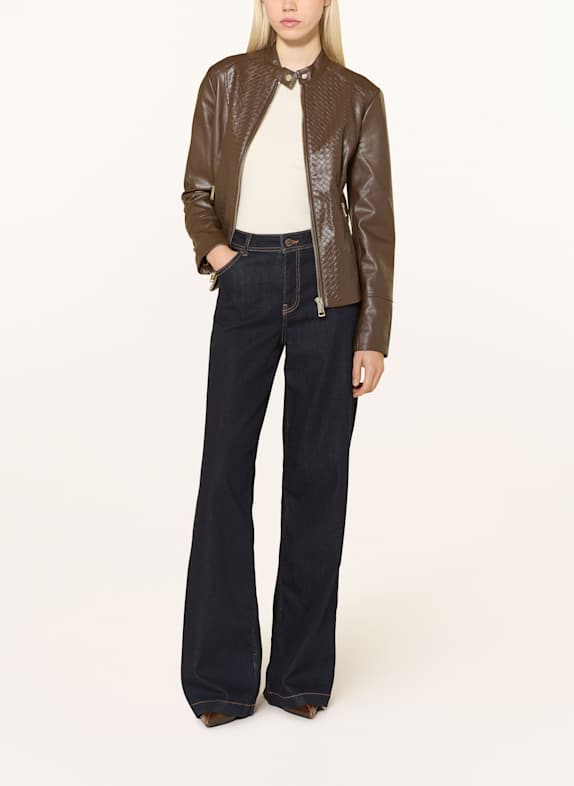 GUESS Biker-Jacke CLAUDINE in Lederoptik DUNKELBRAUN