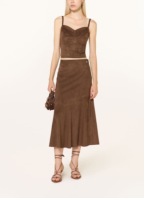 GUESS Top in lederlook MARRON FONCÉ