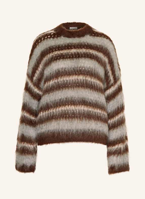 BRUNELLO CUCINELLI Mohair-Pullover DUNKELBRAUN/ HELLBRAUN