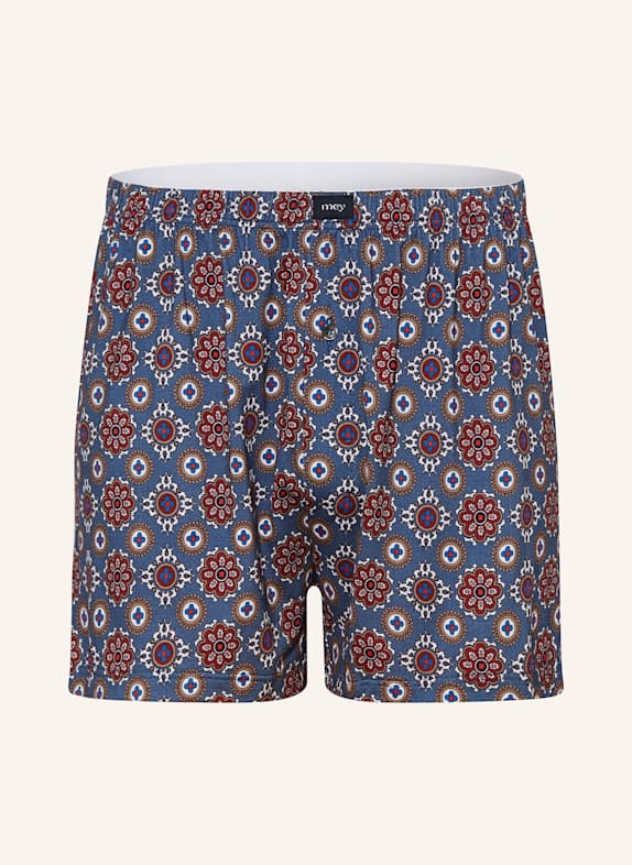 mey Boxershorts Serie ELEGANT PATTERN BLAU / DUNKELROT / WEISS