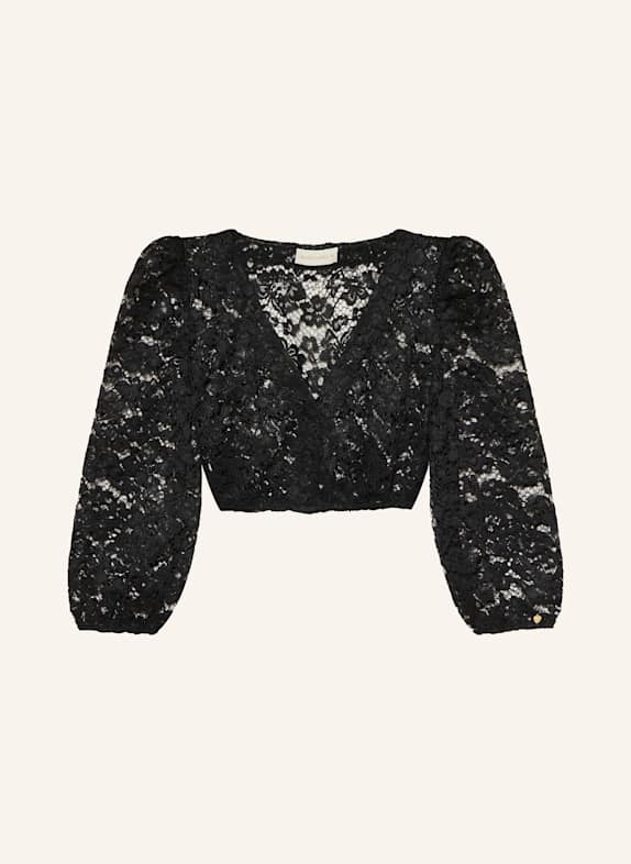 AlpenHERZ Dirndlbluse LOU aus Lochspitze und mit 3/4-Arm SCHWARZ
