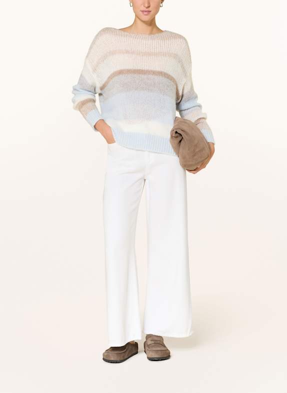 CINQUE Trui CIRIMI met alpaca WIT / BEIGE / LICHTBLAUW