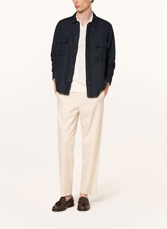 REISS Linnen overshirt EZE DONKERBLAUW