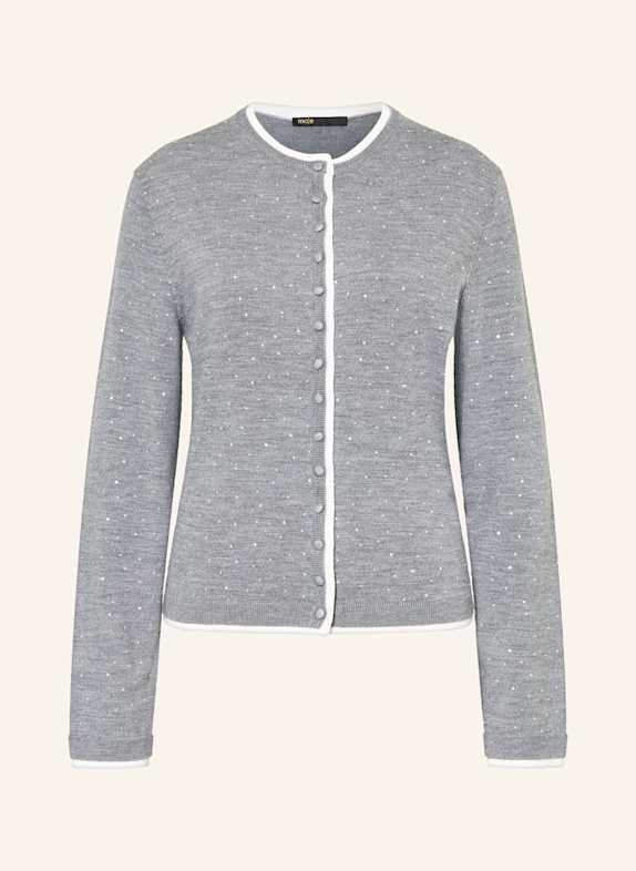 maje Strickjacke mit Schmucksteinen GRAU