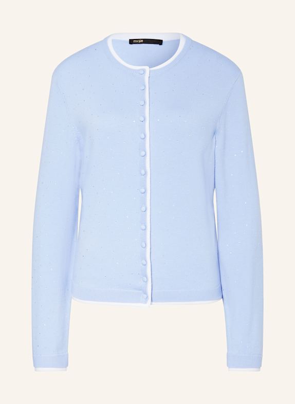 maje Strickjacke mit Schmucksteinen HELLBLAU