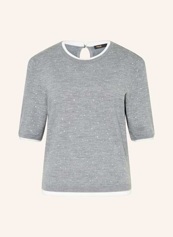 maje Strickshirt mit Schmucksteinen GRAU