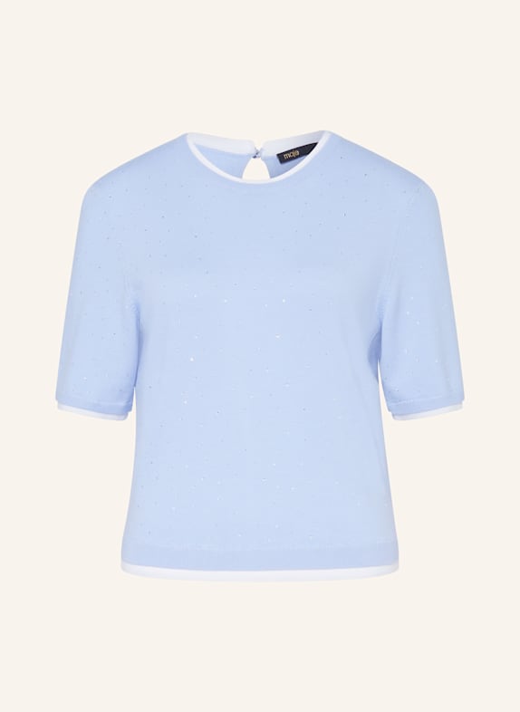 maje Strickshirt mit Schmucksteinen HELLBLAU