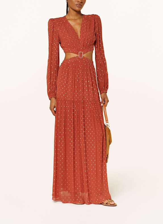 ba&sh Kleid MARRY mit Cut-outs und Glitzergarn HELLROT