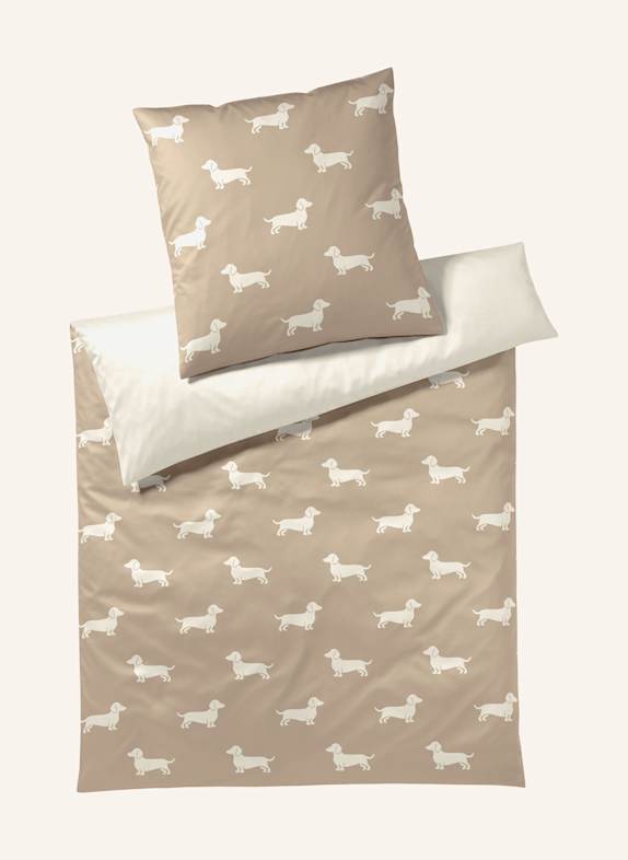 elegante Bettwäsche DOGS TAUPE/ ECRU