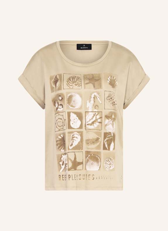 monari T-Shirt mit Schmucksteinen BEIGE/ HELLBRAUN/ WEISS