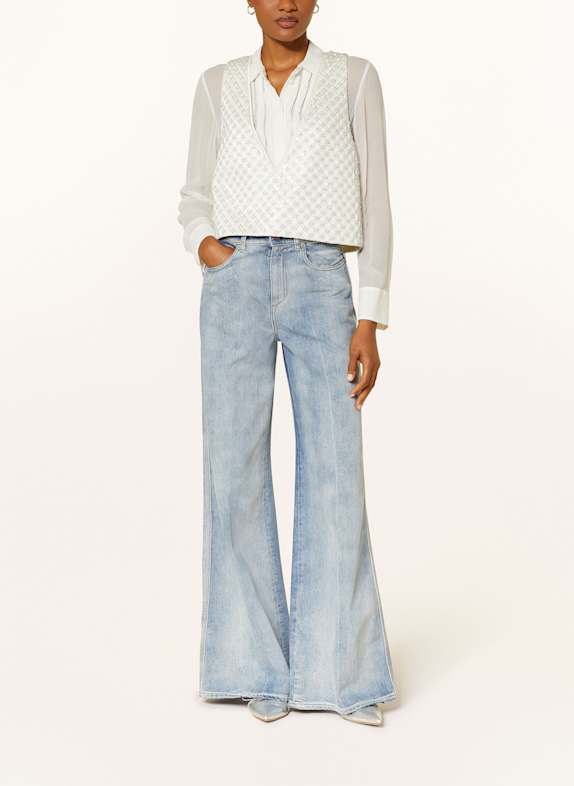 DOROTHEE SCHUMACHER Top SPARKLING STATEMENT med pailletter og smykkesten ECRU