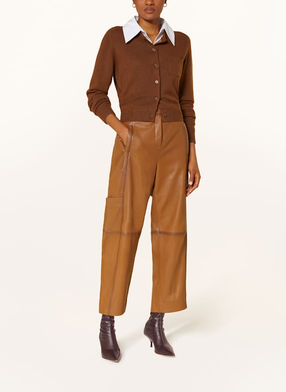 DOROTHEE SCHUMACHER Pantalon en cuir 7/8 SLEEK STATEMENT II COGNAC