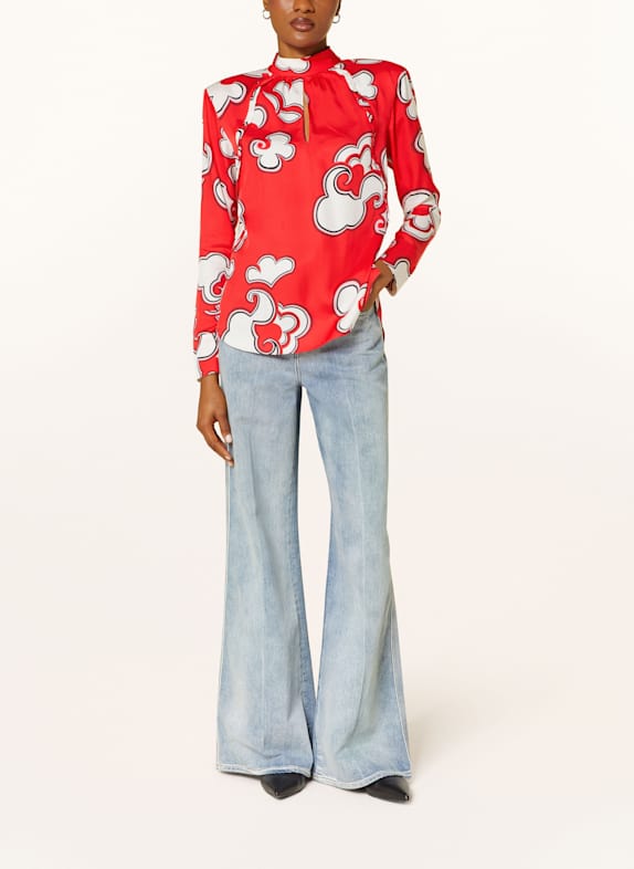 DOROTHEE SCHUMACHER Schluppenbluse SOFT FLORALS mit Cut-out ROT / WEISS / ROSA