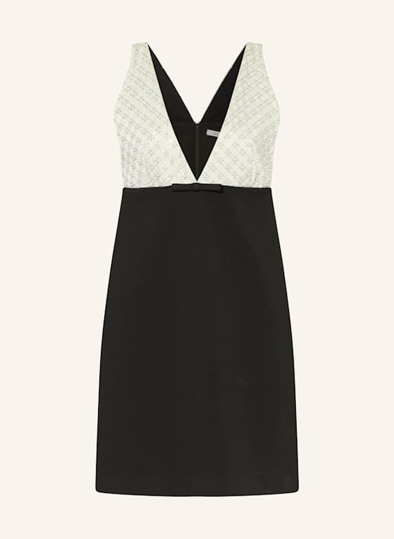 DOROTHEE SCHUMACHER Cocktailkleid EMOTIONAL ESSENCE mit Pailletten und Schmucksteinen SCHWARZ / ECRU