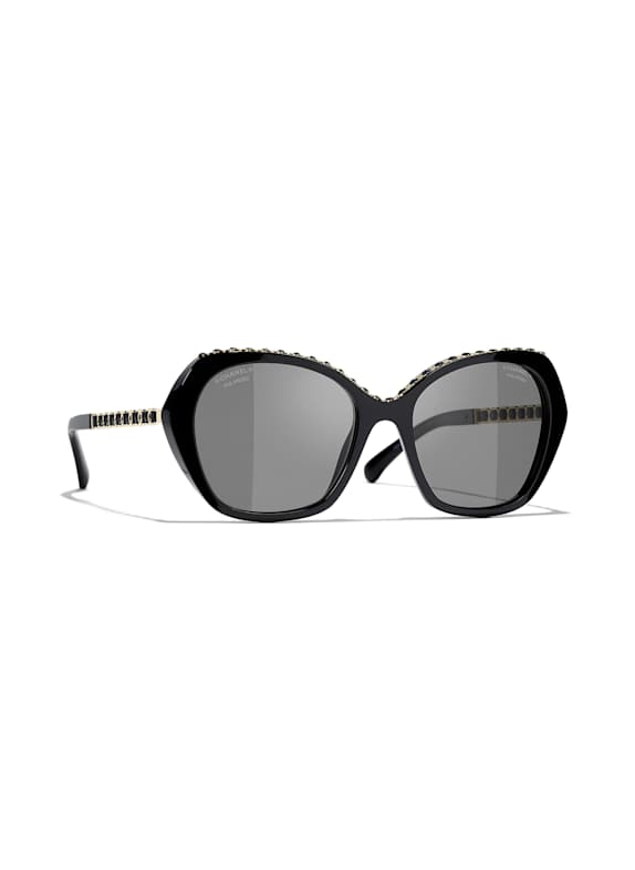 CHANEL Katzenaugenförmige Sonnenbrille C622T8 - SCHWARZ/ DUNKELGRAU POLARISIERT