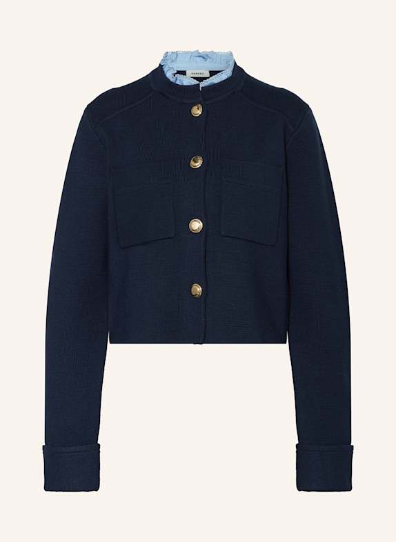 SANDRO Strickjacke mit abnehmbarem Kragen DUNKELBLAU