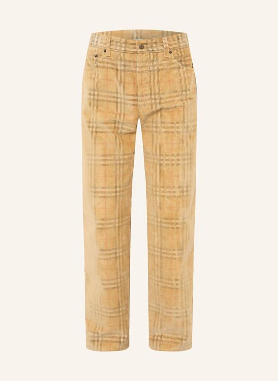 BURBERRY Spodnie sztruksowe regular fit BEŻOWY/ GRANATOWY/ CZERWONY