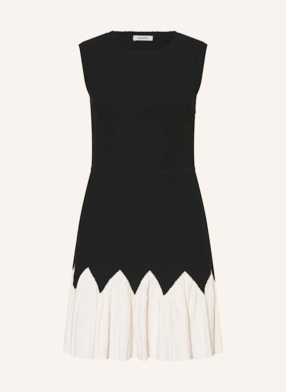SANDRO Strickkleid SCHWARZ/ ECRU