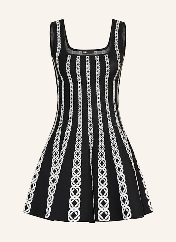 maje Strickkleid WEISS/ SCHWARZ