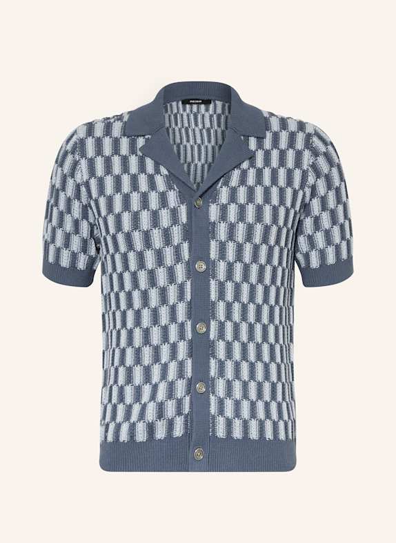 REISS Strickhemd ROBBIE Regular Fit BLAUGRAU / HELLBLAU